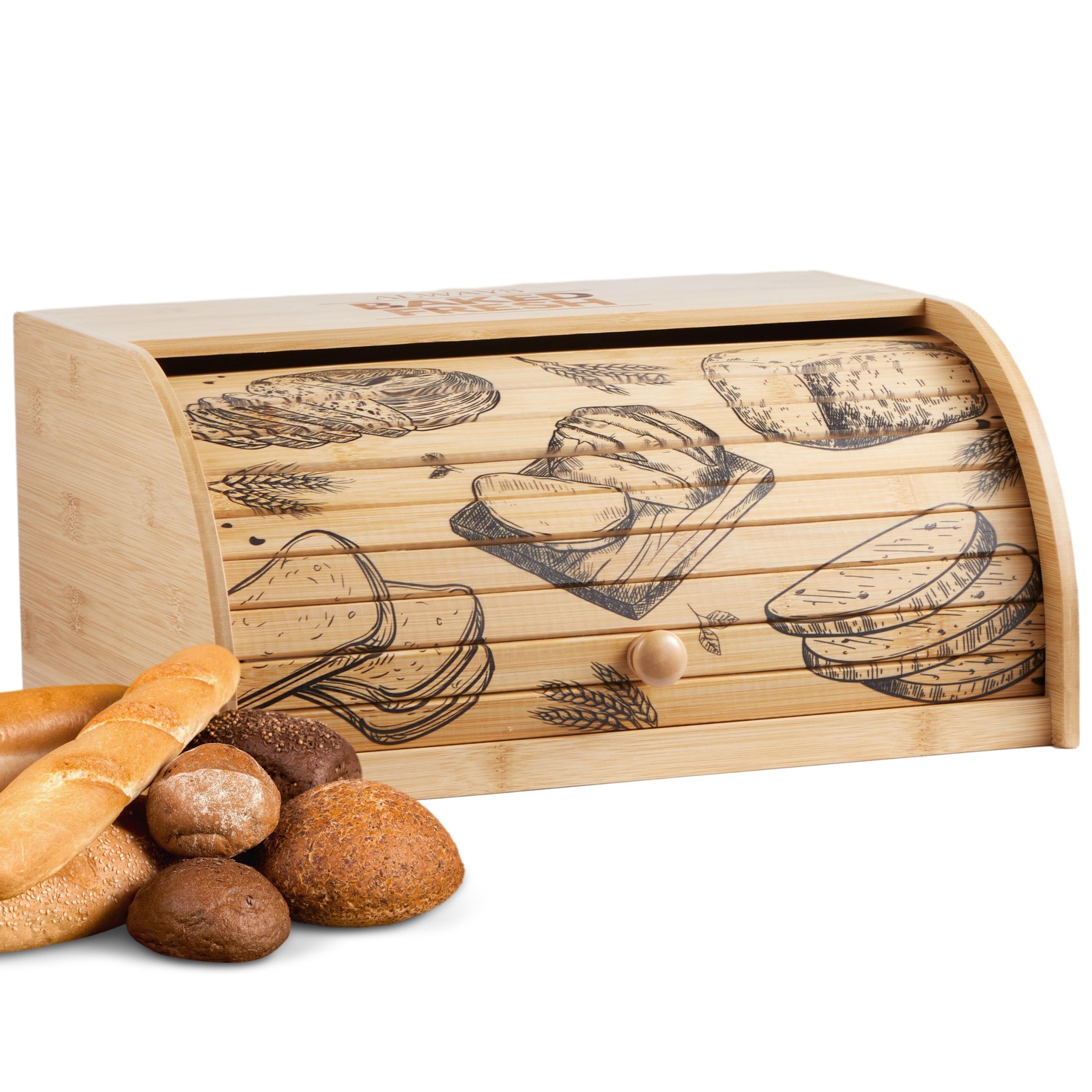ecosa Brotkasten EO-5040, Bambus, (Packung, 2-tlg), Herausnehmbare Krümelschublade,Umweltfreundlich,Rolldeckel