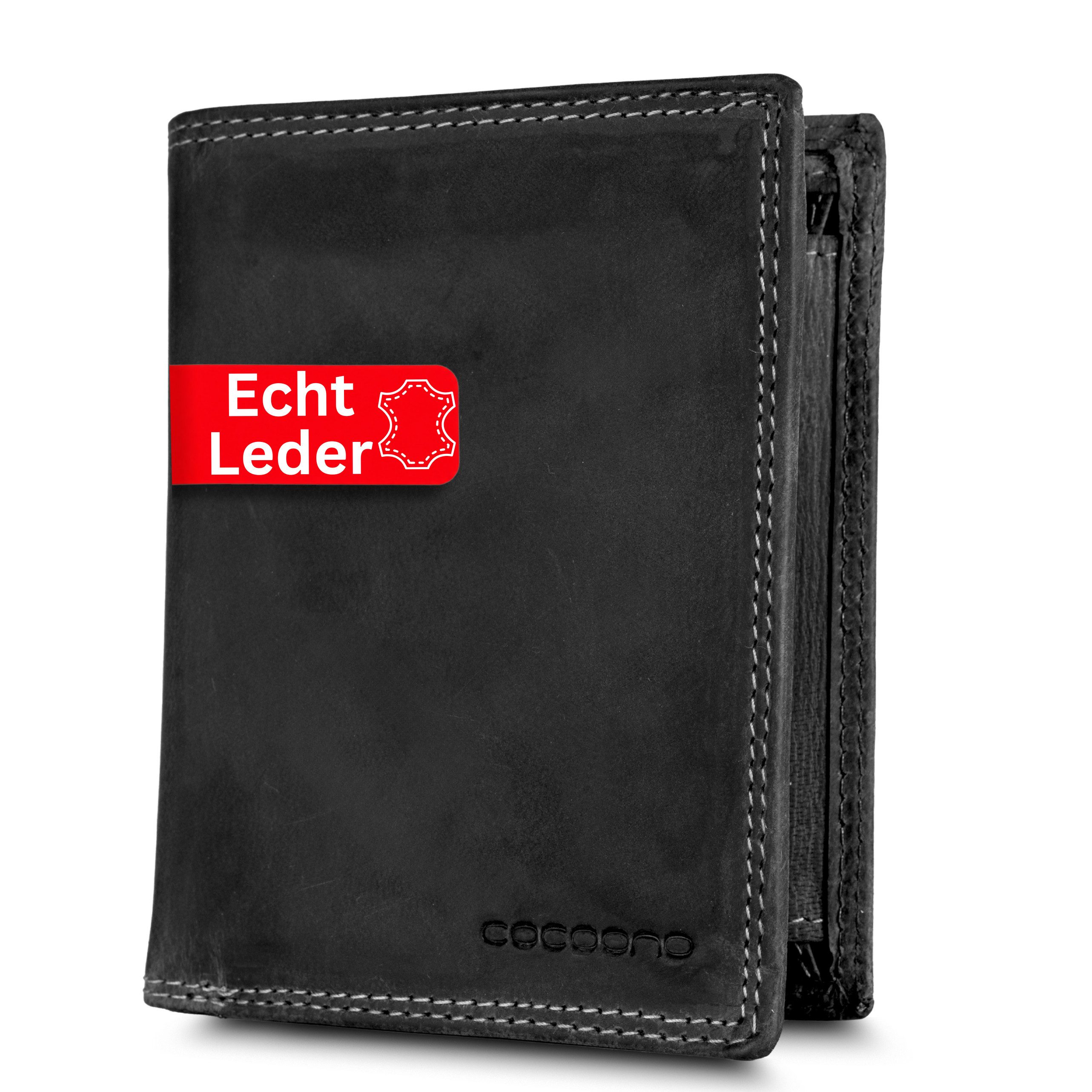 cocoono Geldbörse Geldbörse Herren aus Echtleder mit RFID Schutz Portemonnaie, Rindsleder