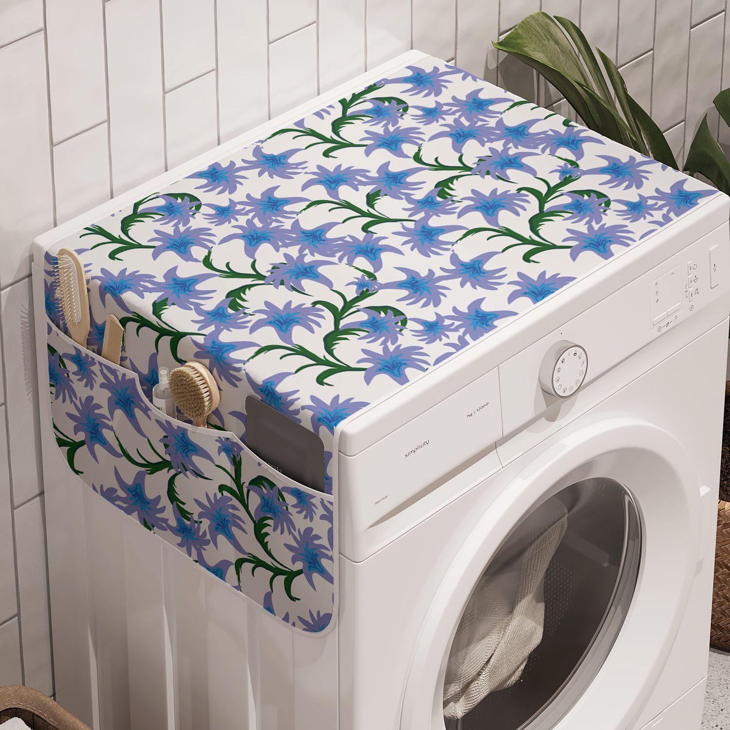 Abakuhaus Badorganizer Anti-Rutsch-Stoffabdeckung für Waschmaschine und Trockner, Blumen Frühlings-Blüten-Muster
