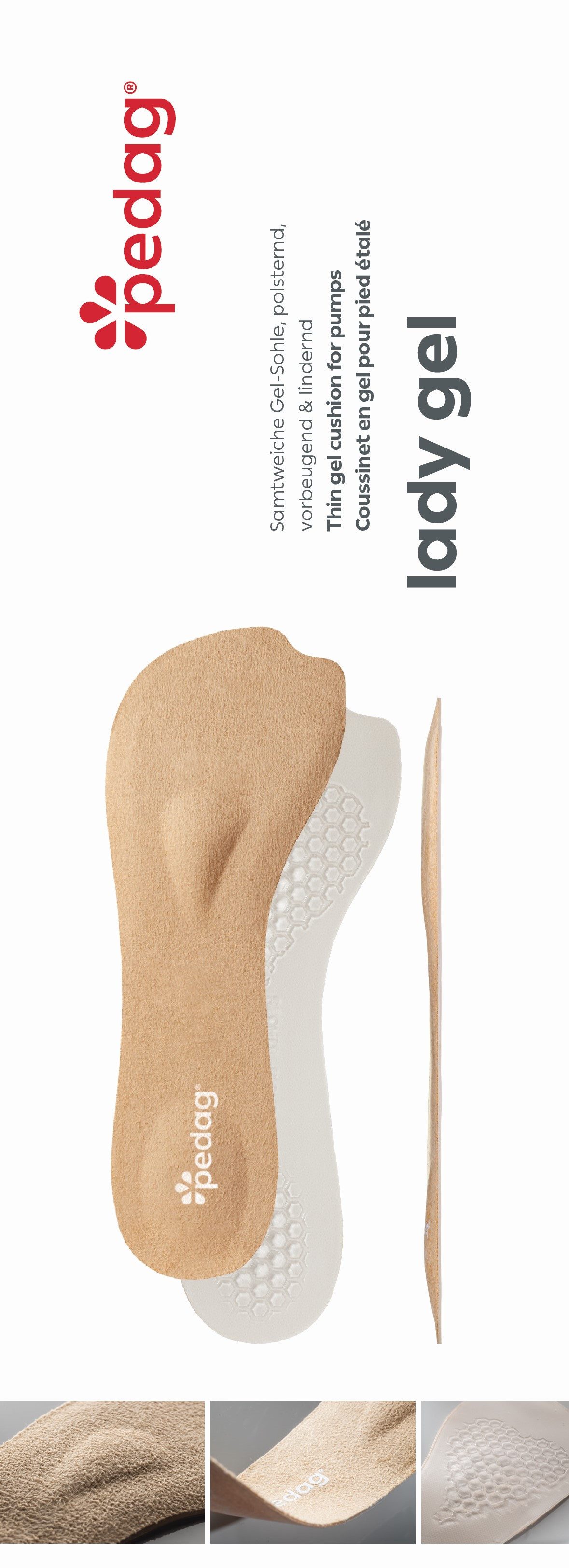 Pedag Gelpolster Lady Gel - High Heels Einlagen, Ultra-dünne Gel-Einlage für alle Pumps