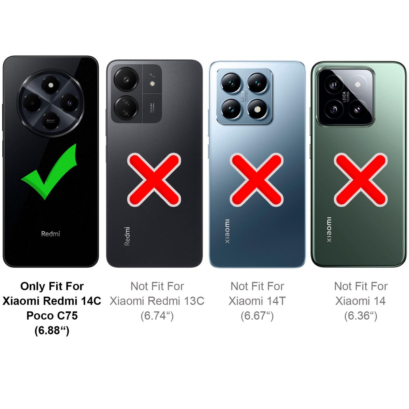 CoolGadget Handyhülle Carbon Handy Hülle für Xiaomi Redmi 14C 6,88 Zoll, robuste Telefonhülle Case Schutzhülle für Redmi 14C / Poco C75 Hülle