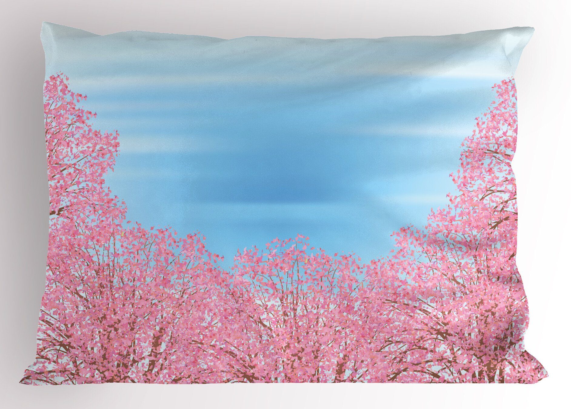 Kissenbezüge Dekorativer (1 Kissenbezug, King Und Size Gedruckter Pink Trees Blossom Blau Pinkish Standard Abakuhaus Stück)