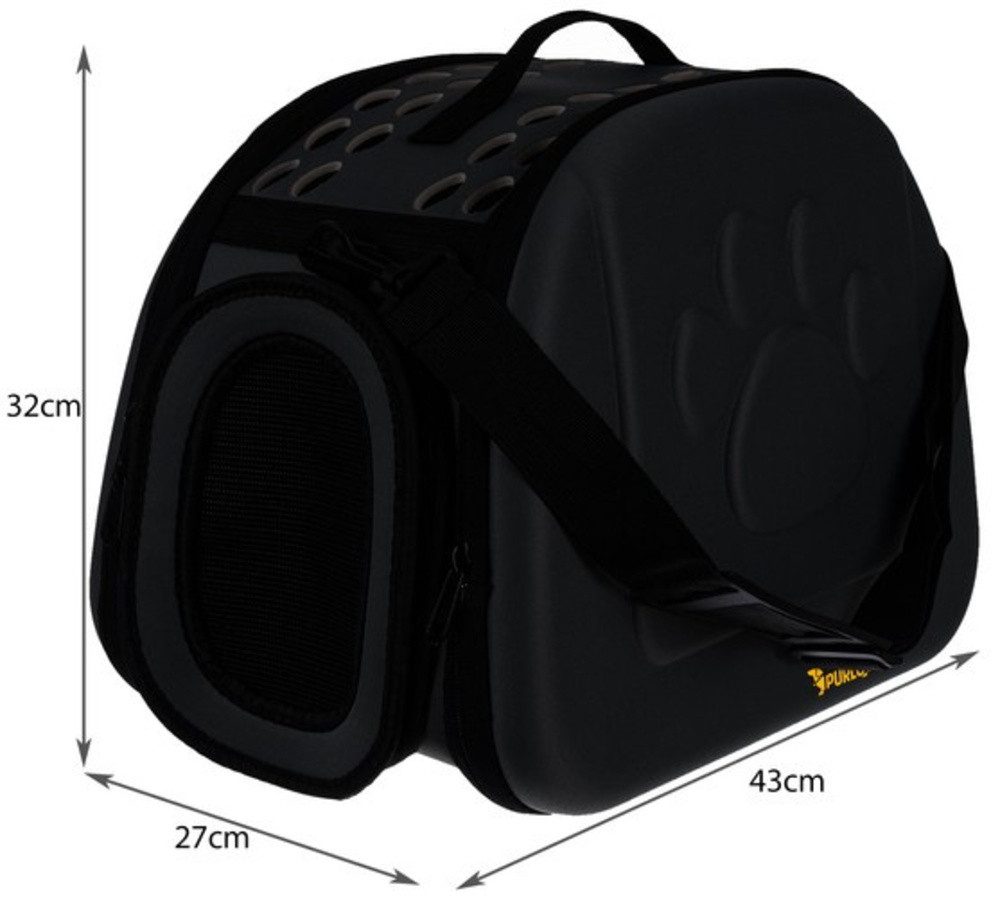 Purlov Tiertransporttasche Tragetasche Hundebox bis 6 kg, Schultergurt, ergonomischer Handgriff und Reißverschlüsse