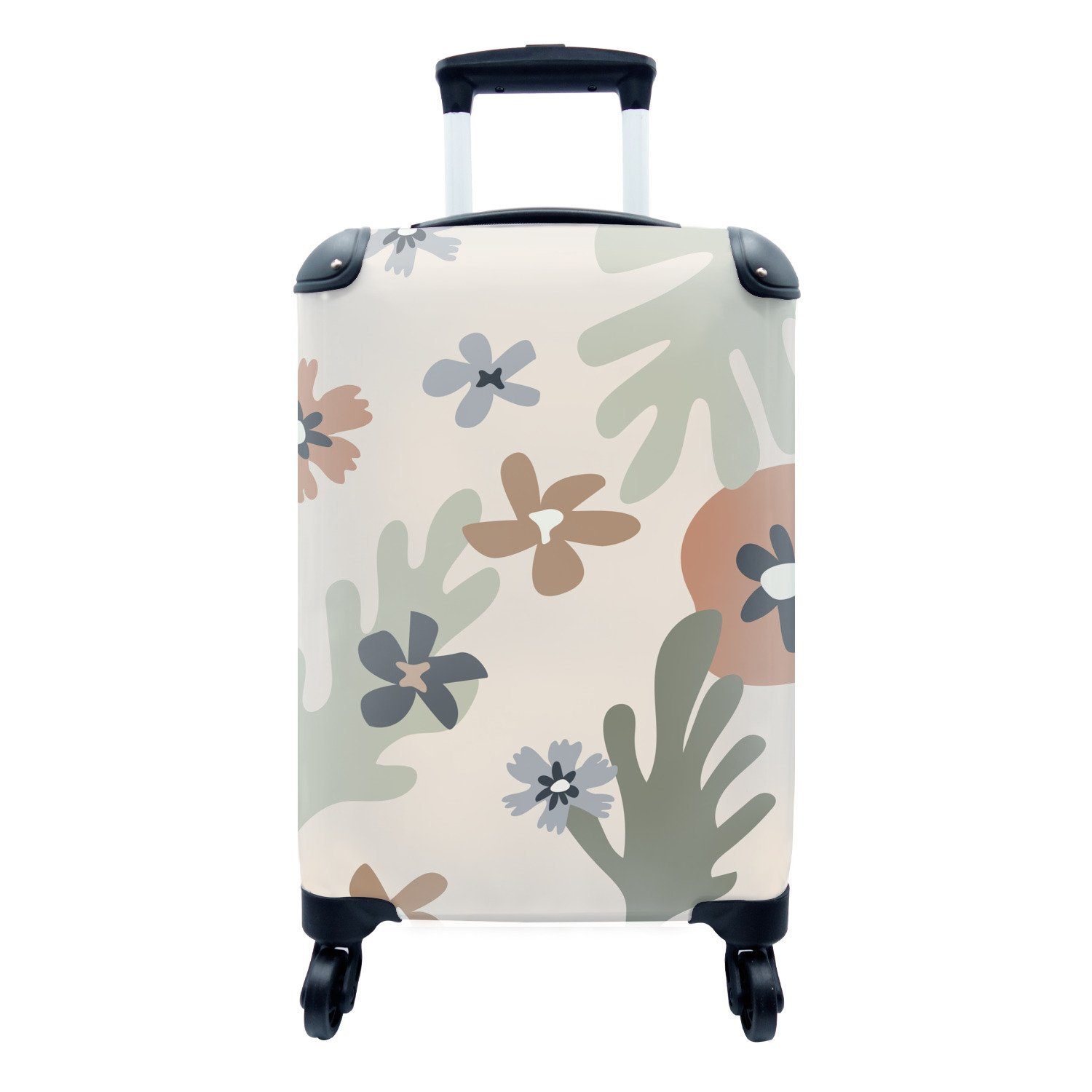 Reisetasche Reisekoffer mit Handgepäck Trolley, Pastell rollen, Ferien, - Blumen, - 4 MuchoWow Rollen, Handgepäckkoffer Farbe für