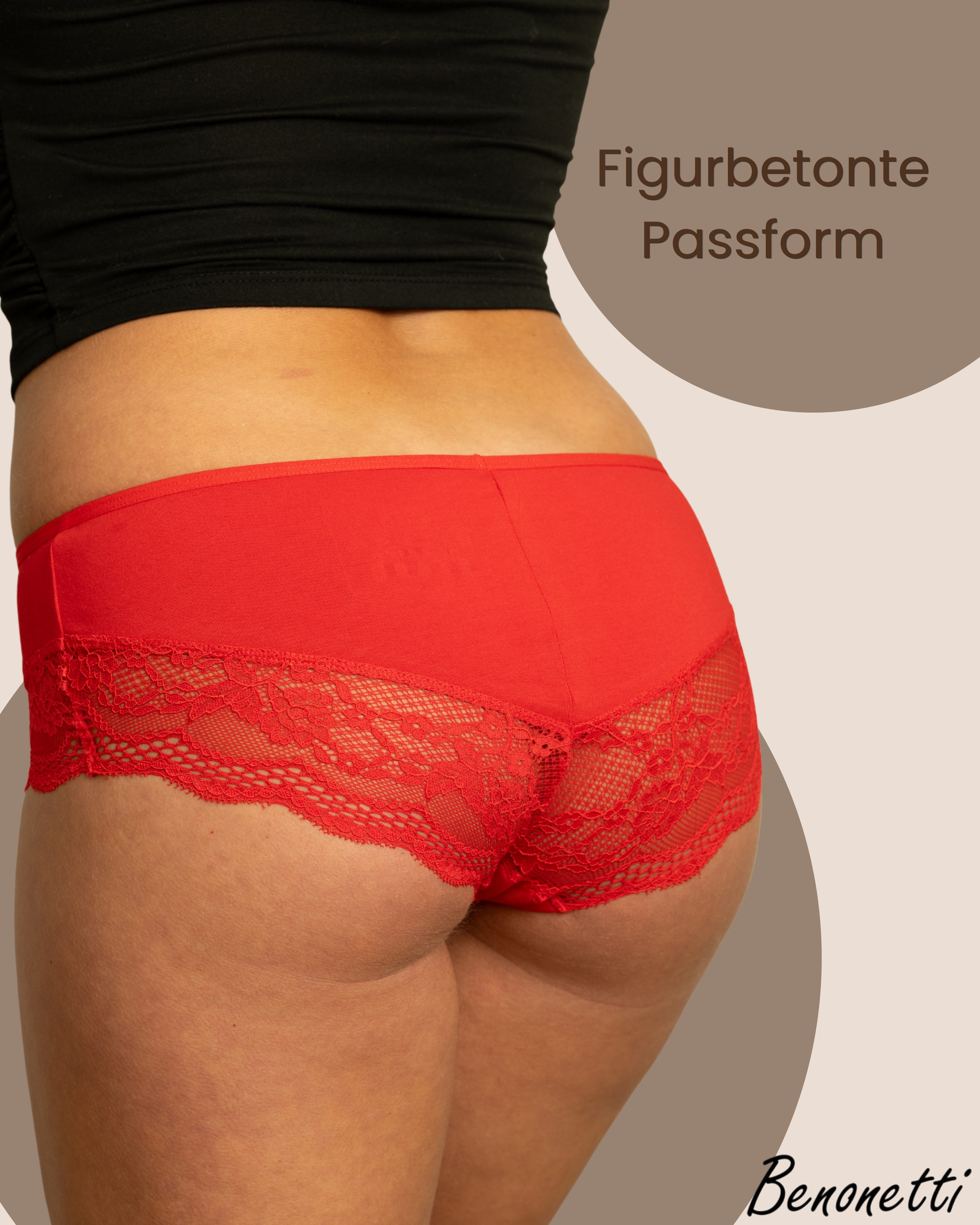 Benonetti Hipster Damen 3er Pack aus Baumwolle mit nahtloser Spitze (3er Set, 3er-Pack) Besondere Spitzen am Beinabschnitt