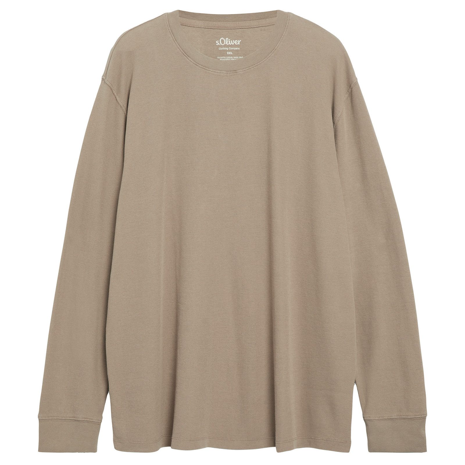s.Oliver Langarmshirt s.Oliver Übergrößen Langarmshirt hellbraun Struktur