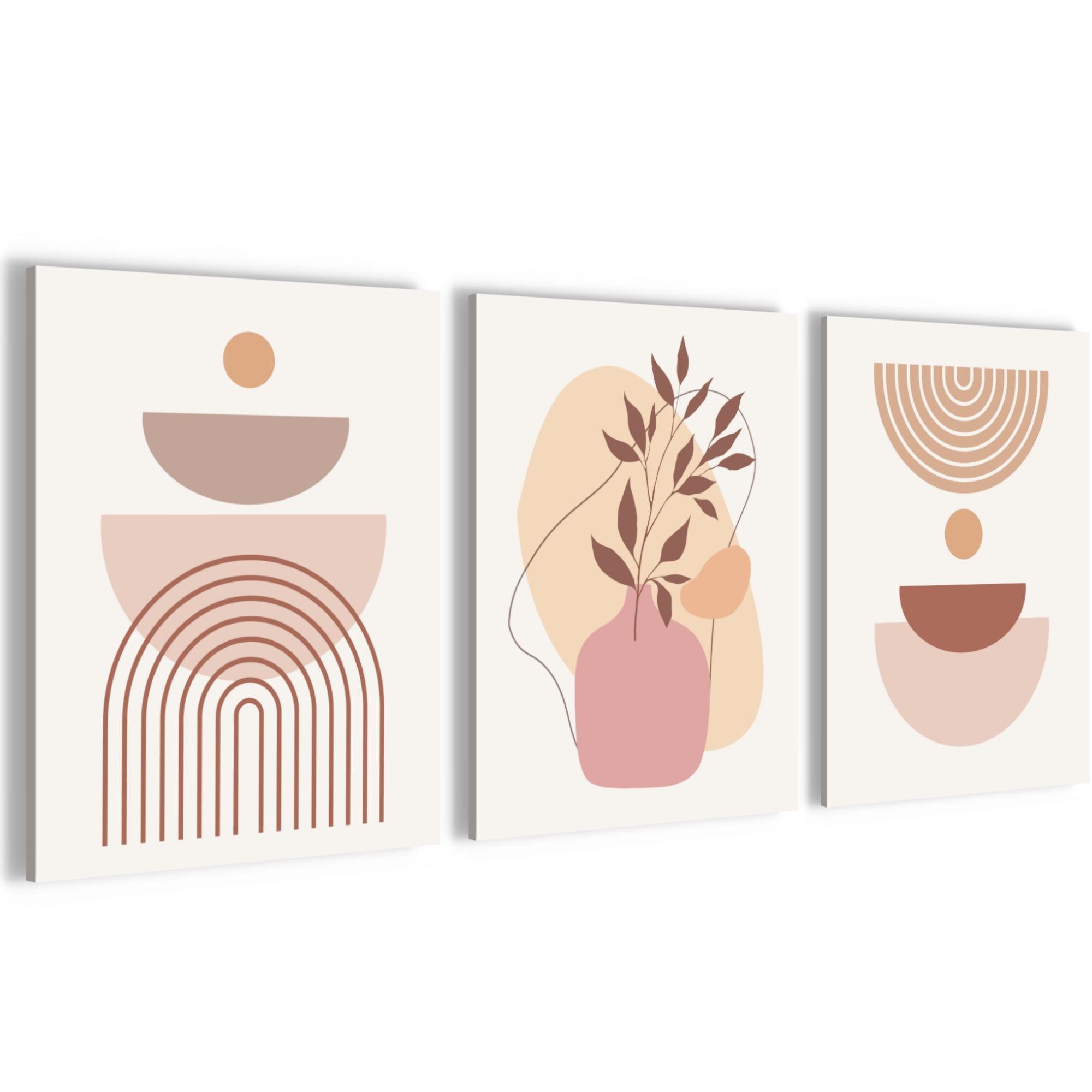 Novart Wandbild Wandbilder Wohnzimmer Abstrakt Figuren Bilder Deko, Beige, made in Germany, moderne Wandbilder, Boho Style