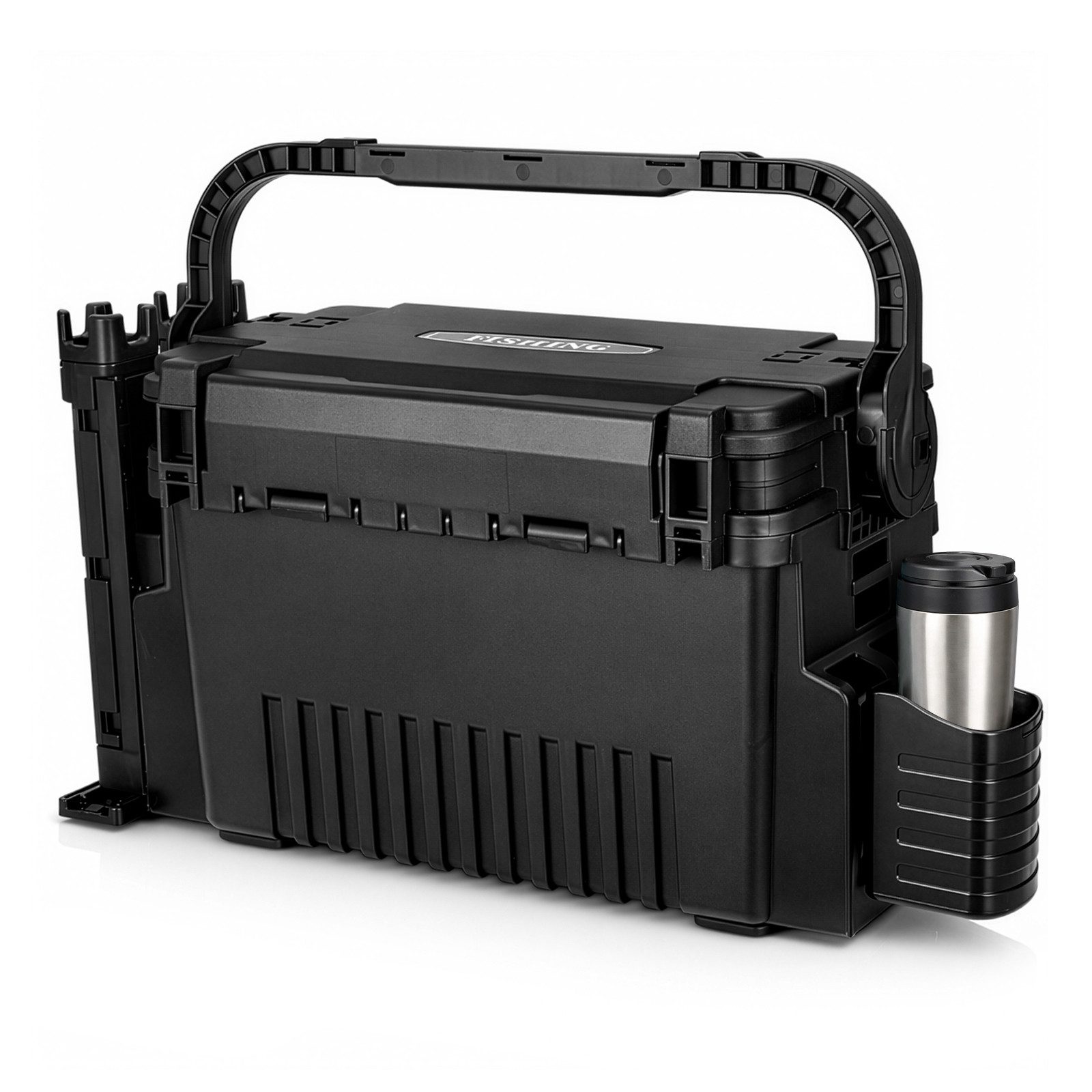 Youyijia Angelkoffer 2-stöckig Groß Angelkoffer Tackle Box mit Rutenhalter & Becherhalter