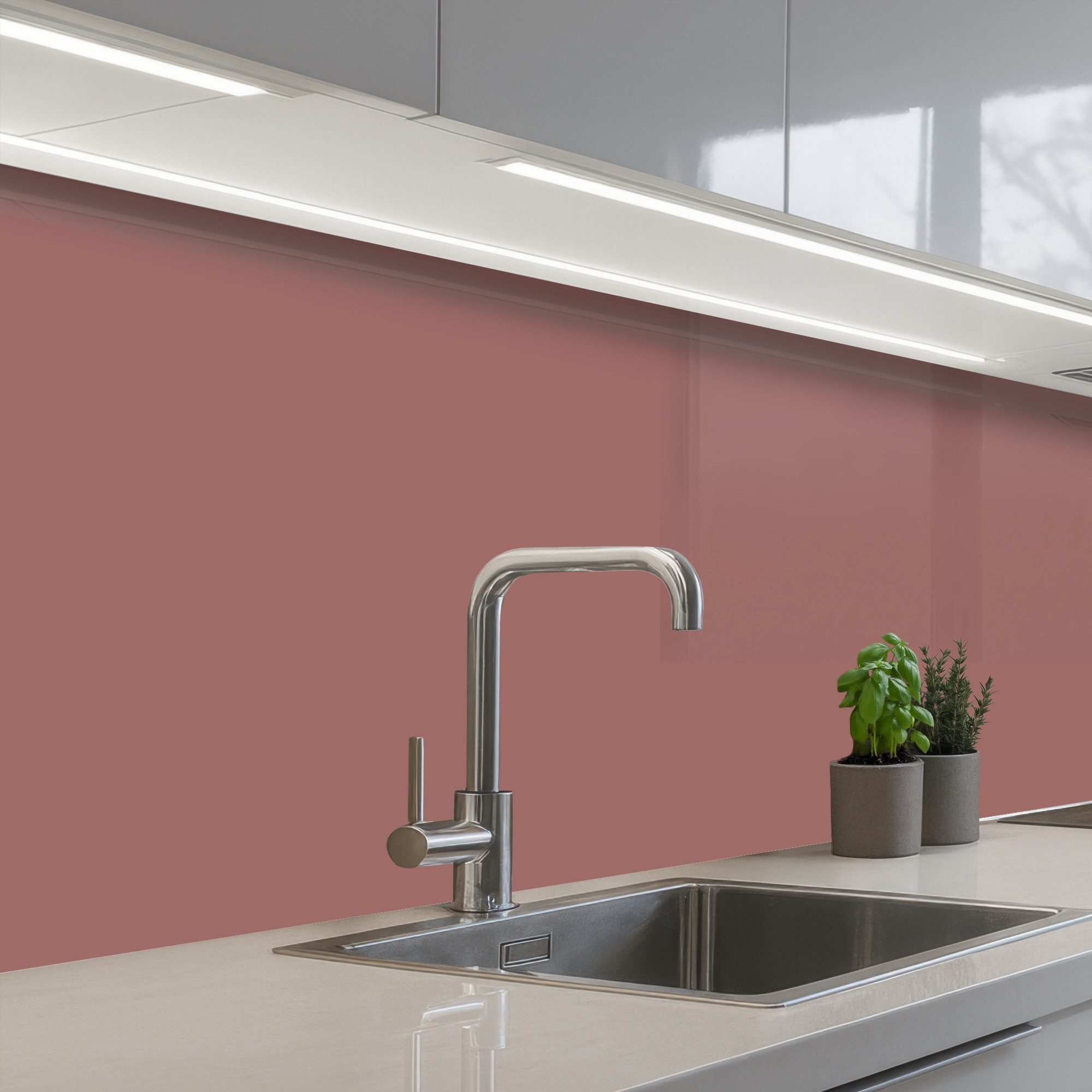 KitchenYeah Küchenrückwand selbstklebend Terrakotta - Muster - Rosa, (1-tlg), Spritzschutz, Küche, Rückwand, Küchenwand, Backsplash, 500x80 cm