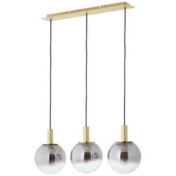 Brilliant Pendelleuchte Gould, Gould Pendelleuchte 3flg gold/rauchglas, Glas/Metall, 3x A60, E27, 52