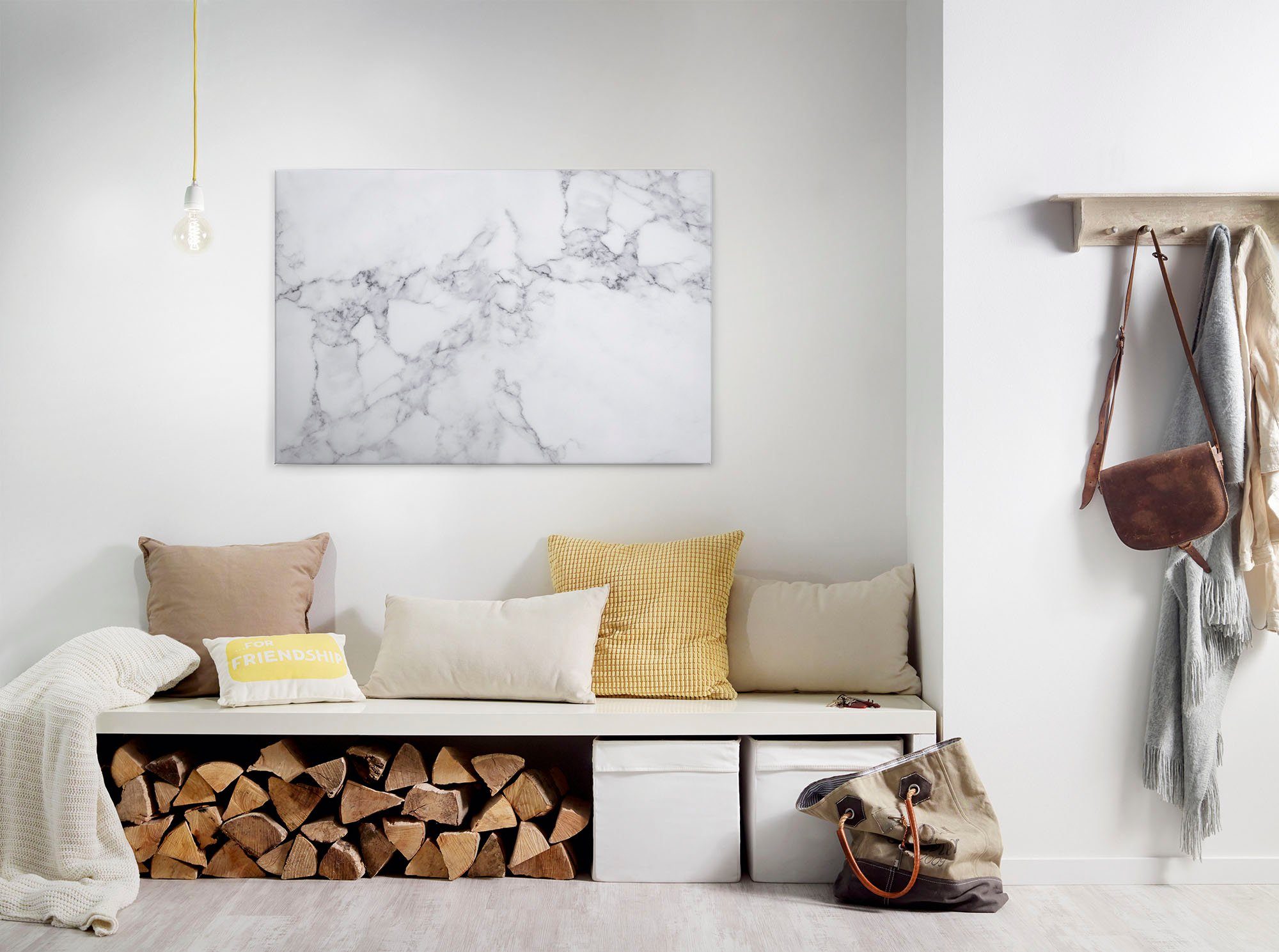 A.S. Création Leinwandbild White Marble, Kinder, Kunst, Marmor (1 St), Marmoroptik Marmor Keilrahmen Leinwand-Bild Wohnzimmer modern Wandbild