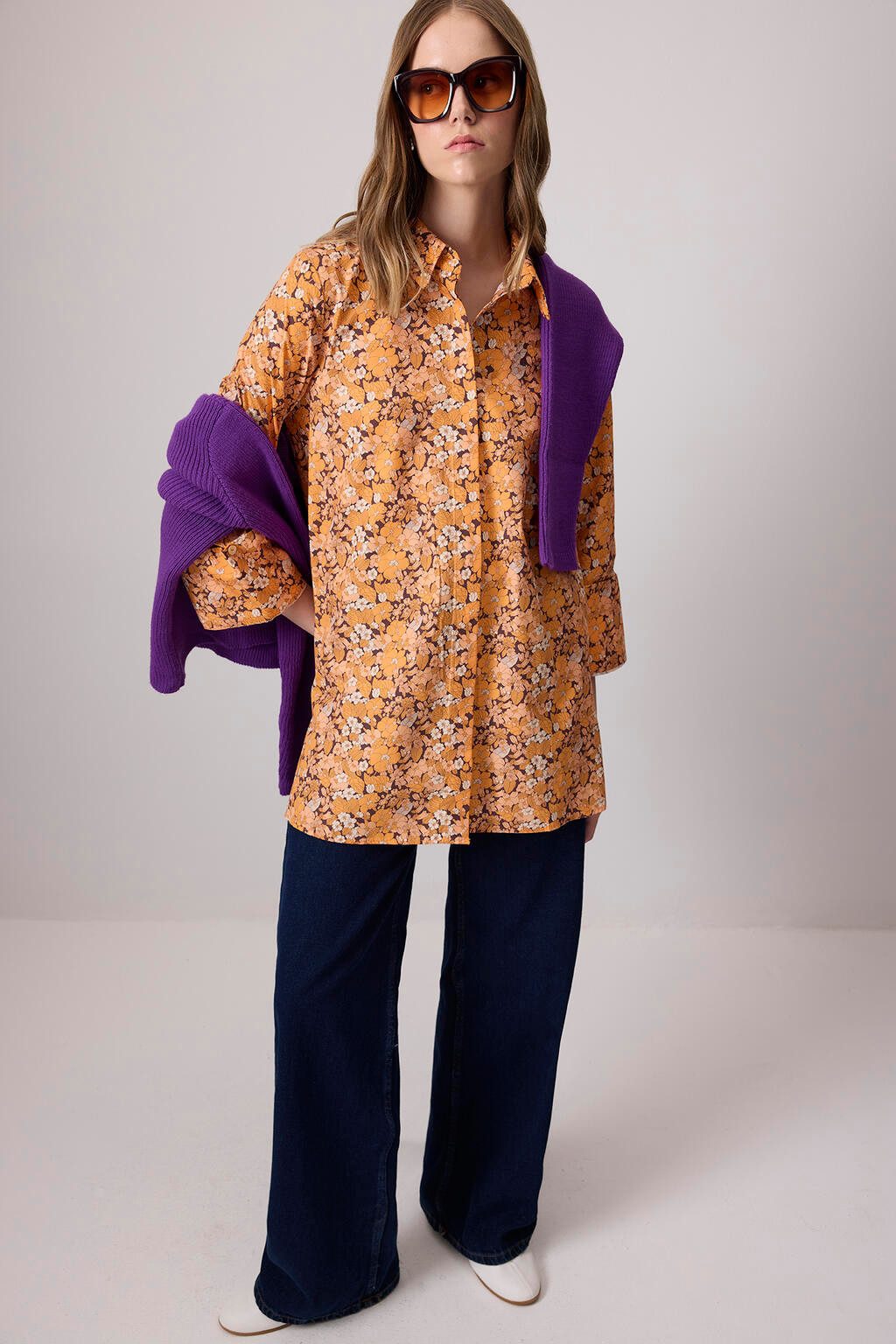 touche prive Rugbyshirt Baumwollhemd mit Blumenmuster