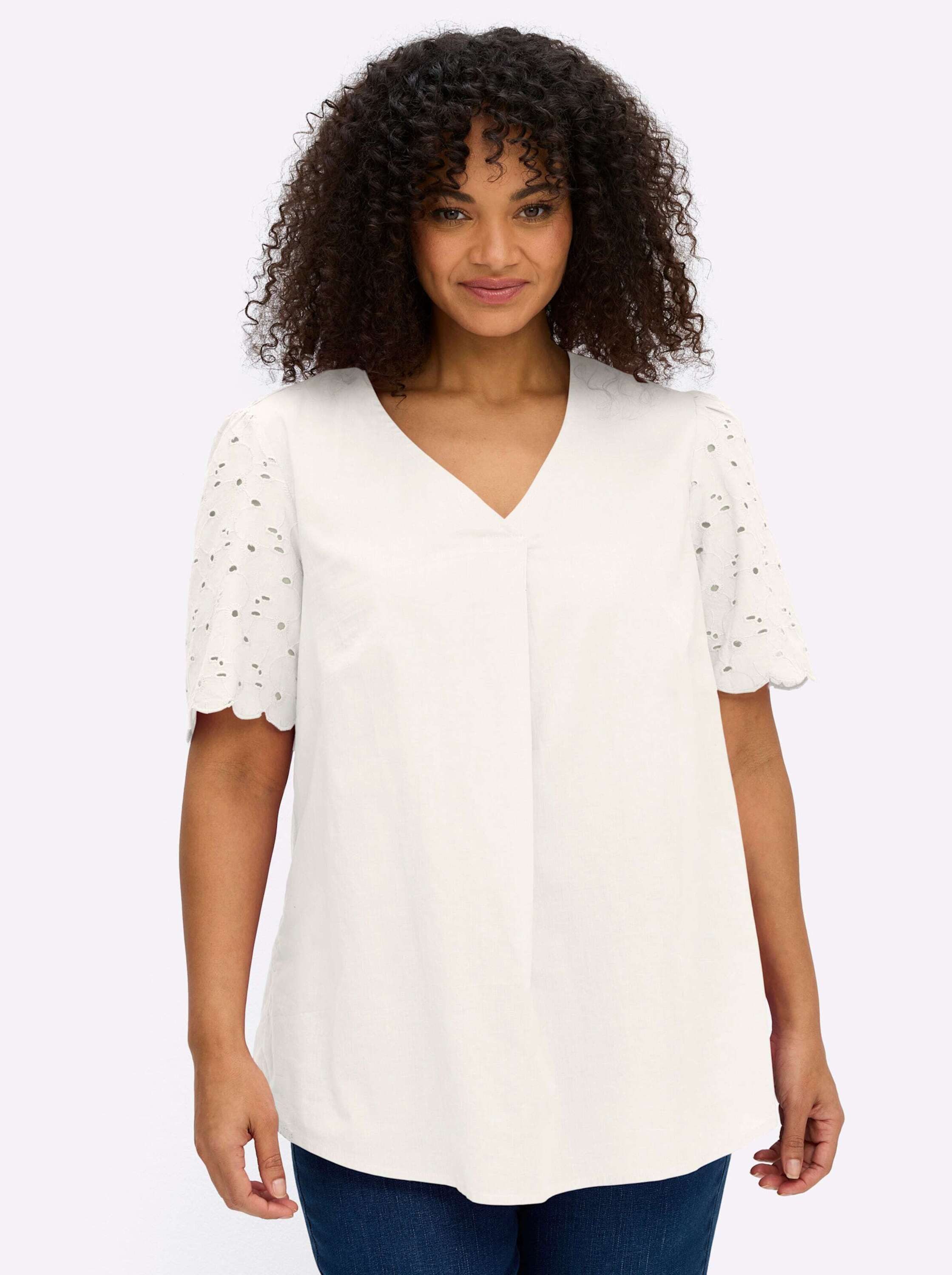 Sheego Klassische Bluse Kurzarmbluse Kurzarm
