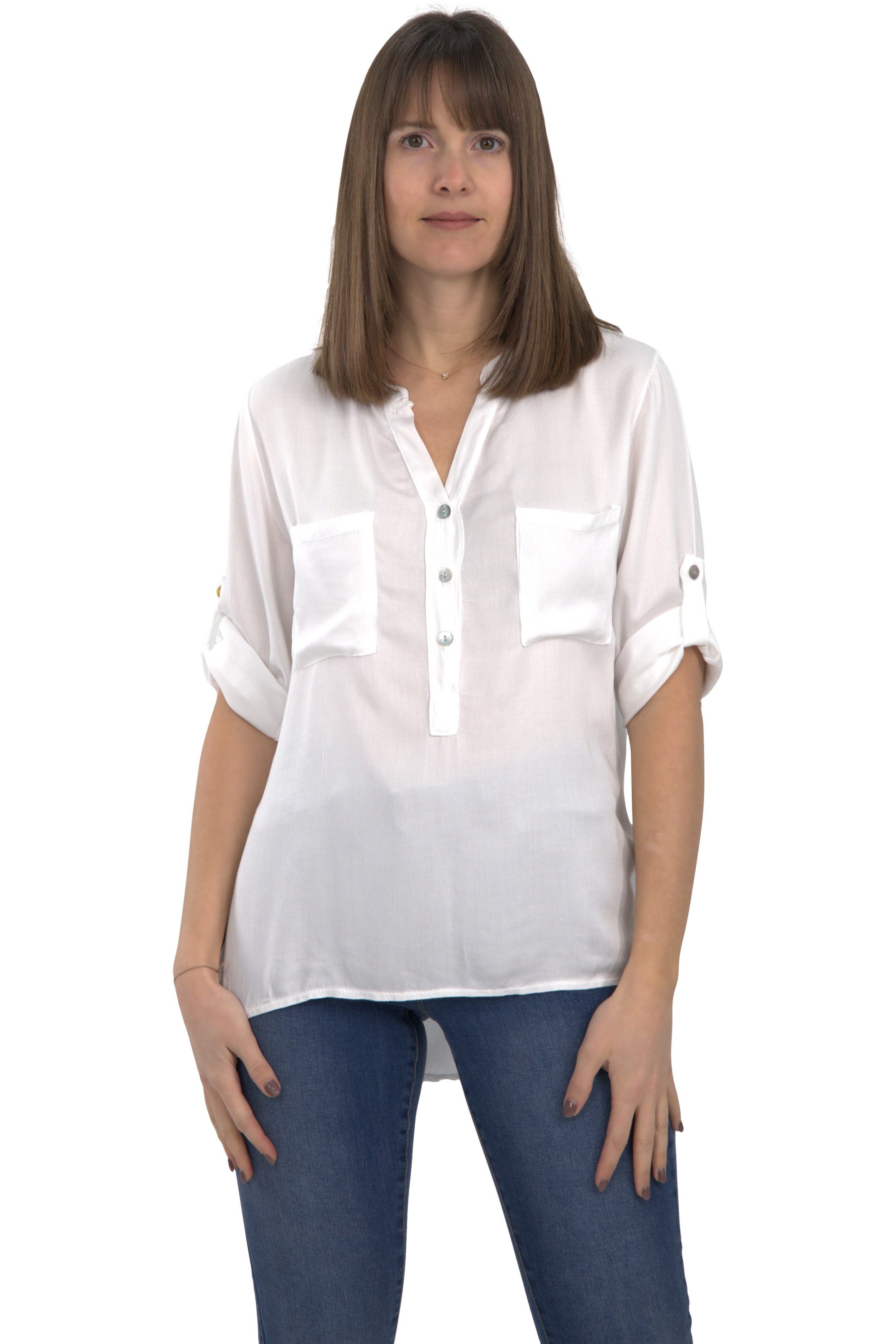 Schlupfbluse malito Damen Bluse mit Knopfleiste, Tunika mit ¾ Armen, Blusenshirt