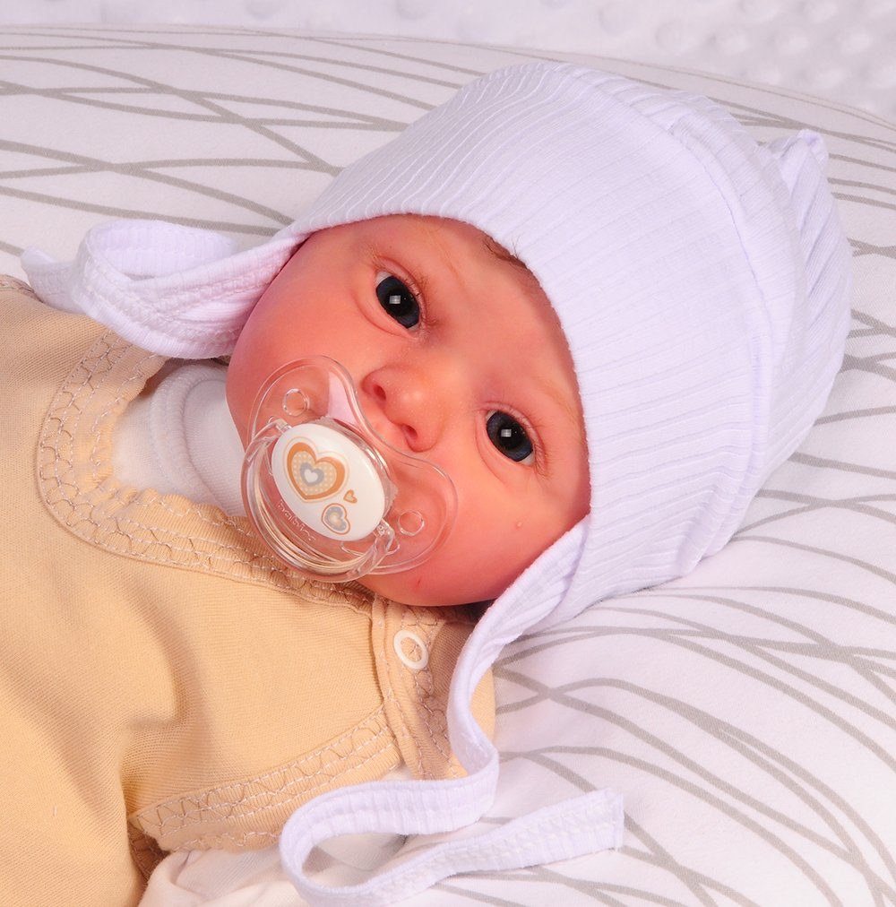 La Bortini Erstlingsmütze Baby Mütze für Neugeborene Mützchen Haube 32 34 36 38 40 42 44 | Sommermützen