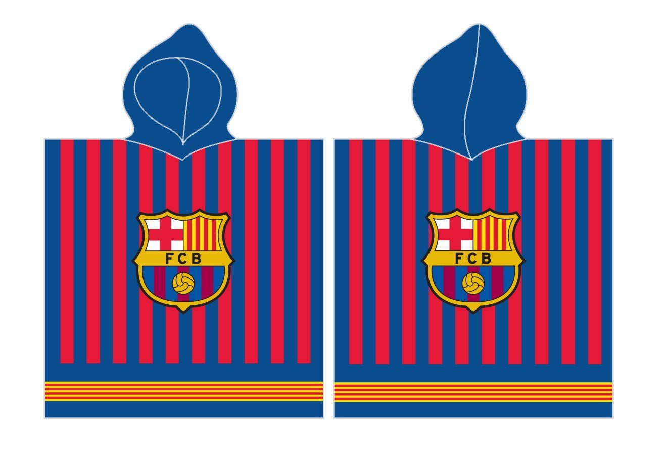 FC Barcelona Strandtuch FC Barcelona Poncho Strandtuch mit Kaputze 60 x 120 cm, mit Kapuze