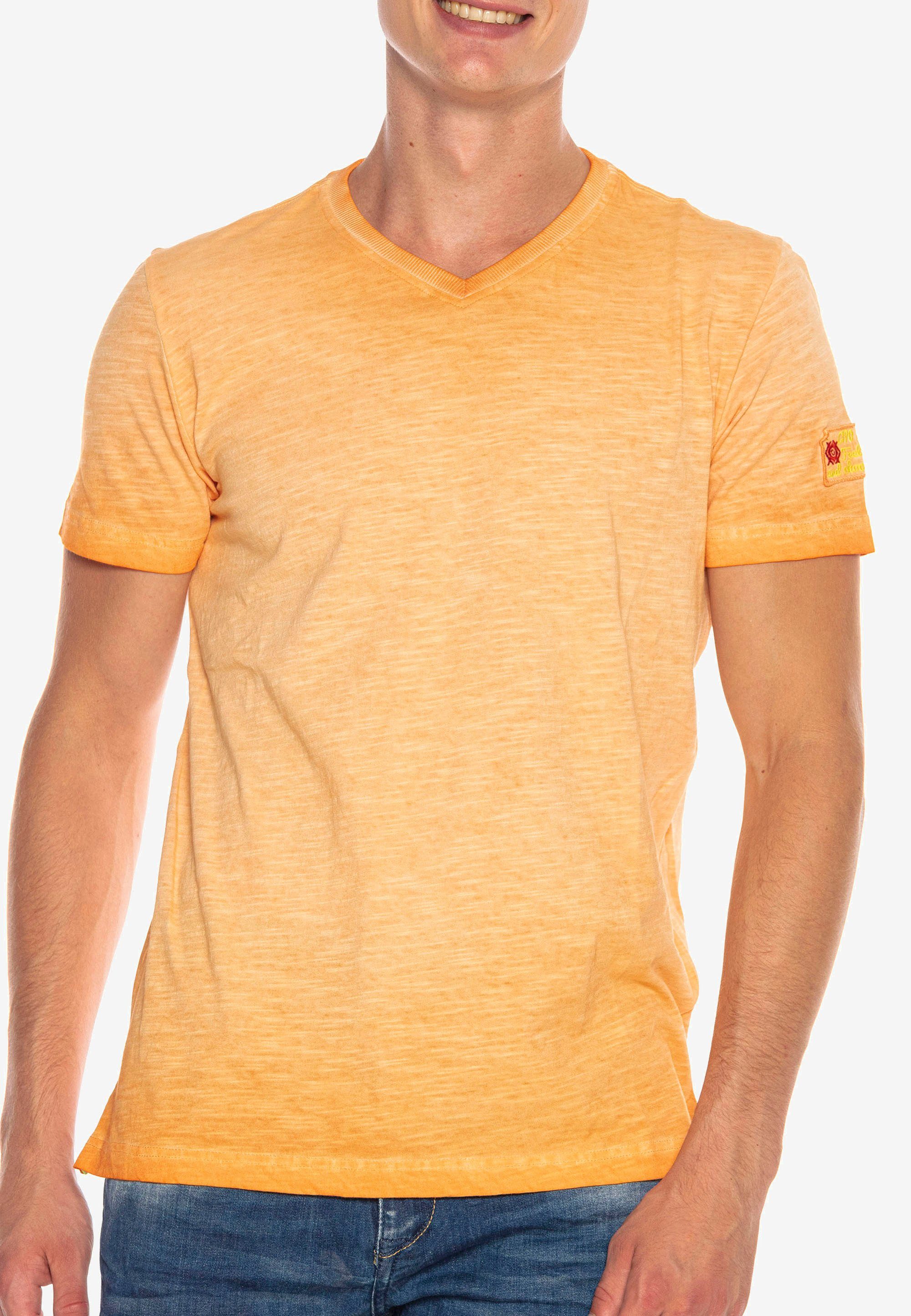 & mit Logo-Patch T-Shirt orange Baxx kleinem Cipo