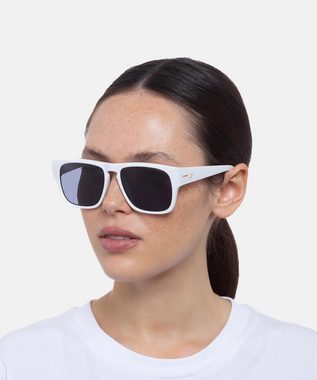 LE SPECS Sonnenbrille Damen und Herren - Transmission in Weiß rechteckig mit UV-Schutz