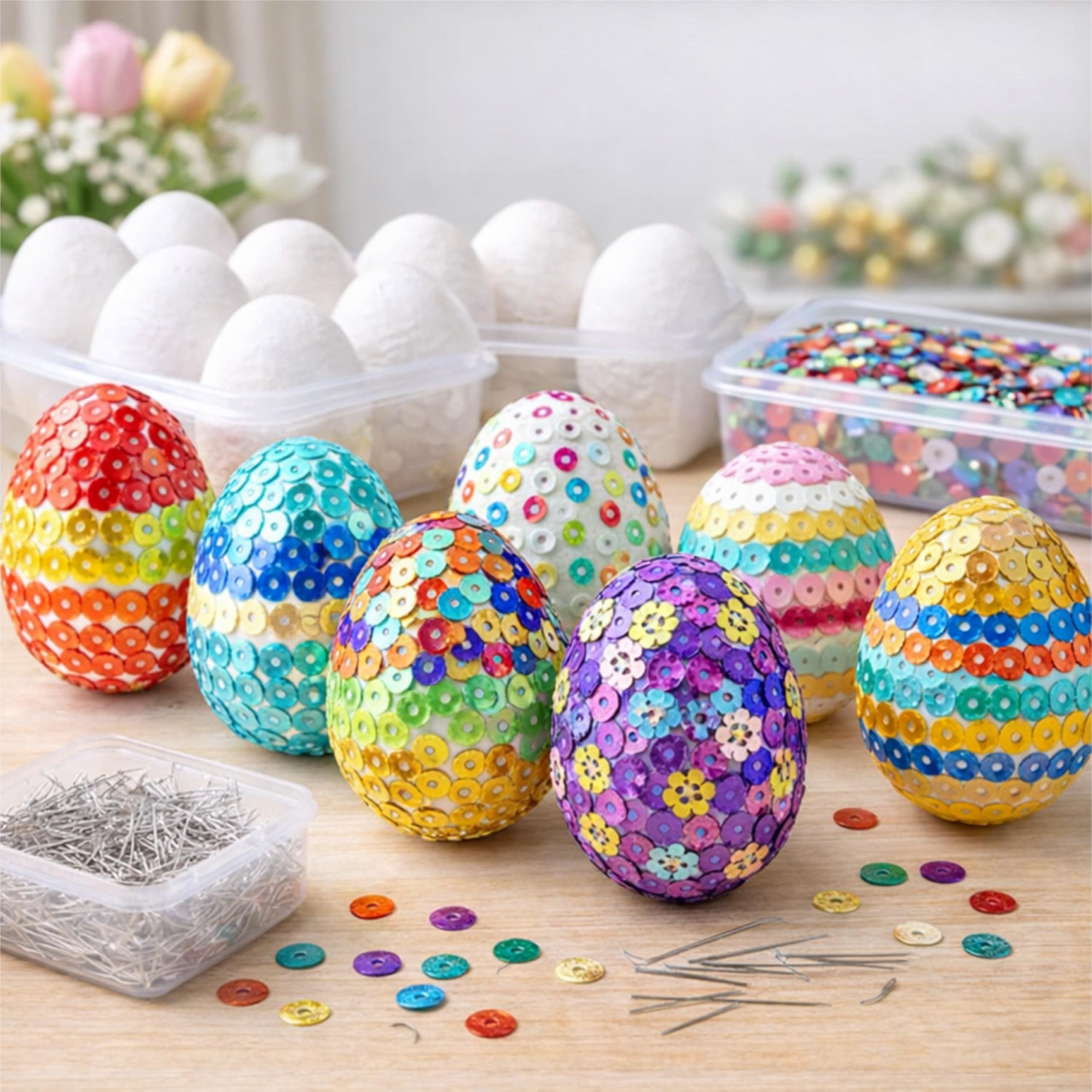 Hey!Easter® Styropor-Ei 50x Styroporeier - Ostereier zum Basteln - Ostern Deko Dekoration, Zum Bemalen, Bekleben und Verzieren