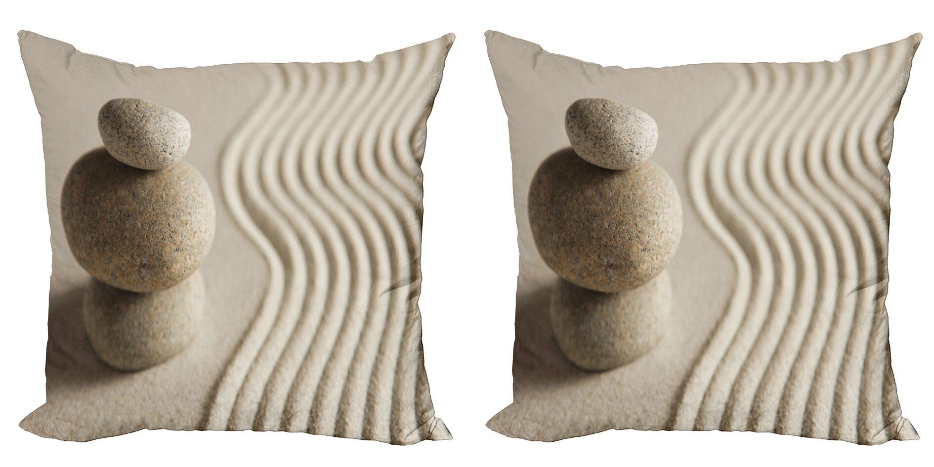 Kissenbezüge Modern Accent Doppelseitiger Digitaldruck, Abakuhaus (2 Stück), Küsten Ausgeglichene Felsen Wellenmuster