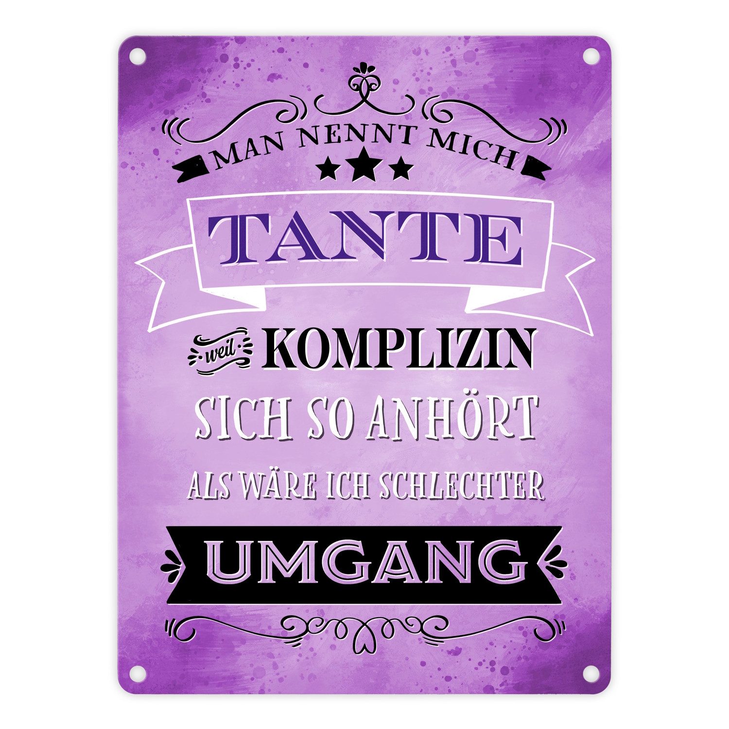 Metallschild Man nennt mich Tante Metallschild in 15x20 cm