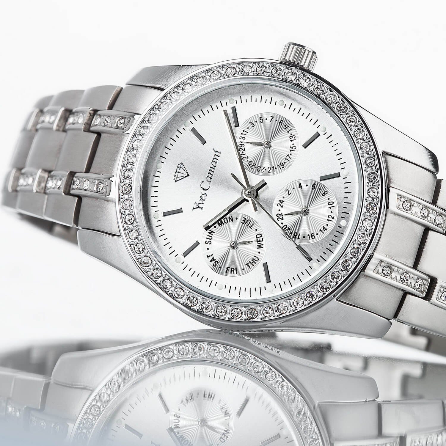 Yves Camani Quarzuhr MIELLE II, Elegantes Design, kratzfestes Mineralglas, Datumsanzeige