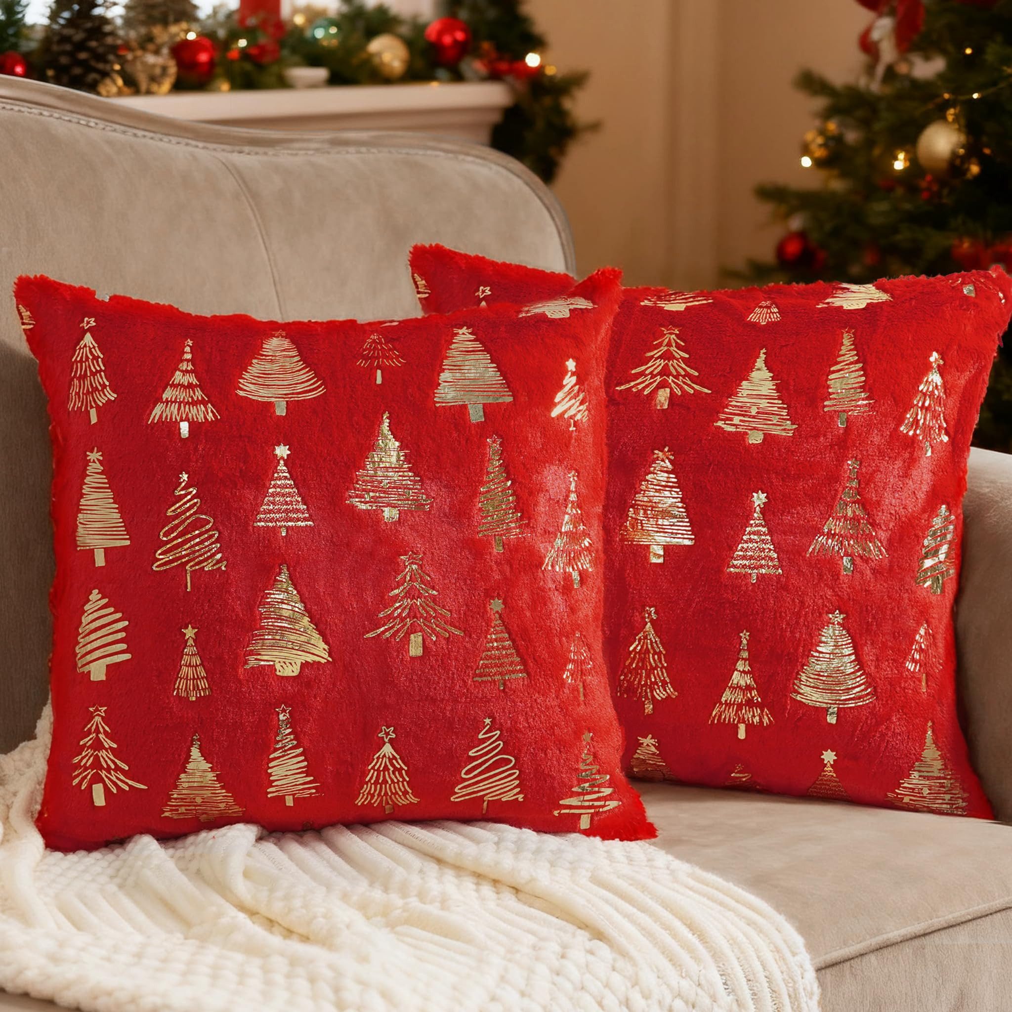 CLTYQ Kissenbezug Kissenbezug Weihnachten Glitter gedruckt Dekorative Kisse günstig online kaufen