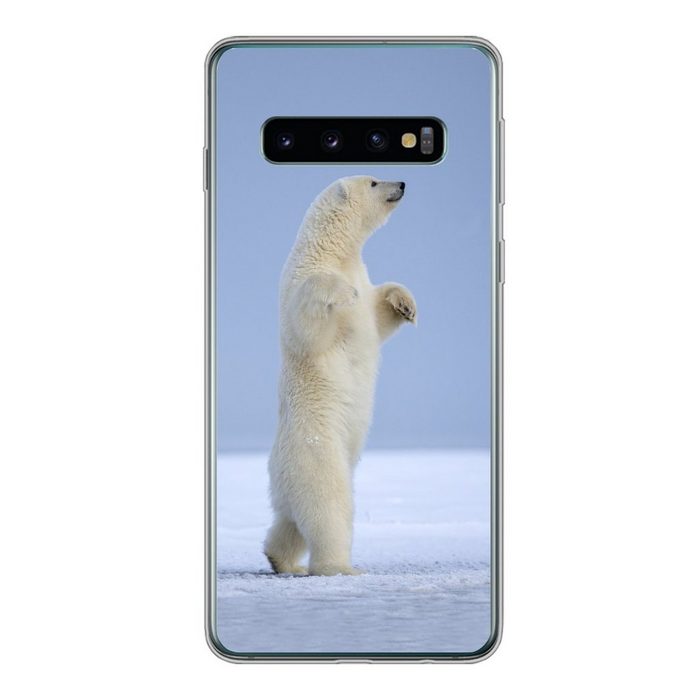 MuchoWow Handyhülle Eisbär - Lustig - Schnee - Kinder - Jungen - Mädchen - Kind Phone Case Handyhülle Samsung Galaxy S10 Silikon Schutzhülle