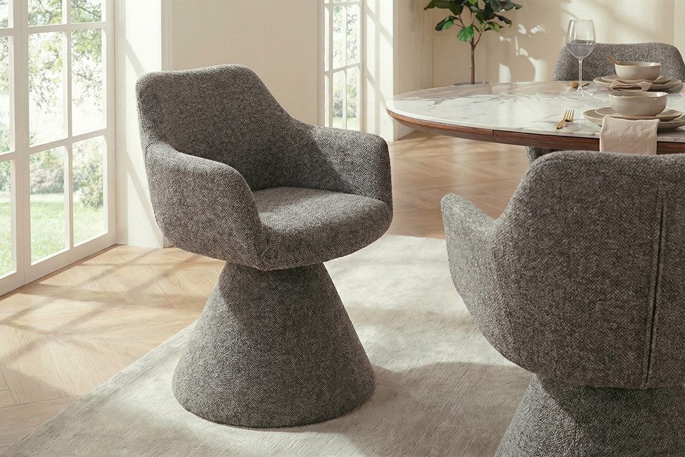 riess-ambiente Polsterstuhl AMBIENTO braun - Strukturstoff, 180° drehbar, Kegelfuß, Autoreturn (Einzelartikel, 1 St), mit Schaumstoffpolsterung und Armlehnen – ideal für Dein Zuhause