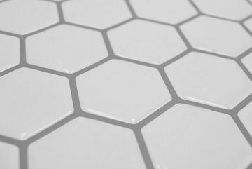 Mosani Wandfliese 10St. Hexagon Fliesen Mosaik Fliesenaufkleber weiß 0,84m², Vorteilspack, 10-teilig, Spritzwasserbereich geeignet