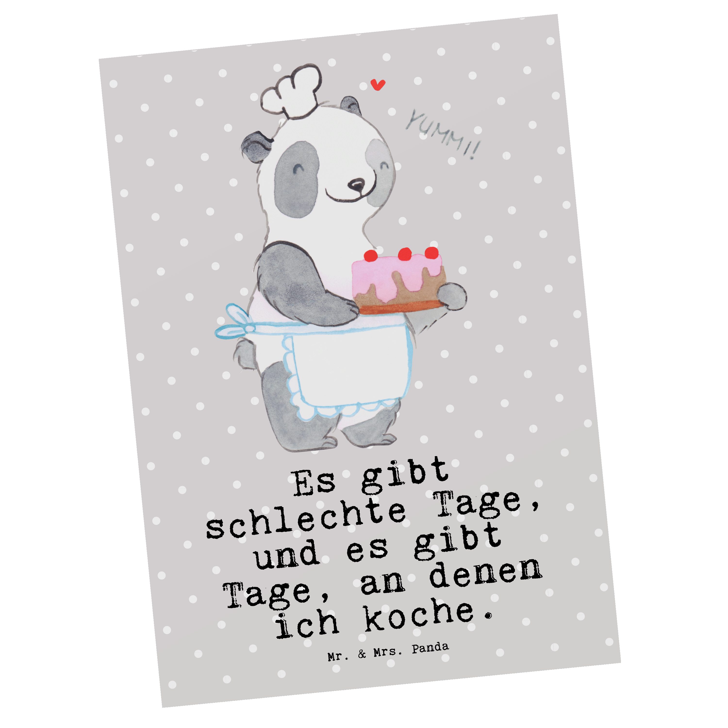Bär Postkarte - Auszeichnung, Mrs. - Geschenkkart Panda Kochen Geschenk, Pastell Mr. & Grau Tage