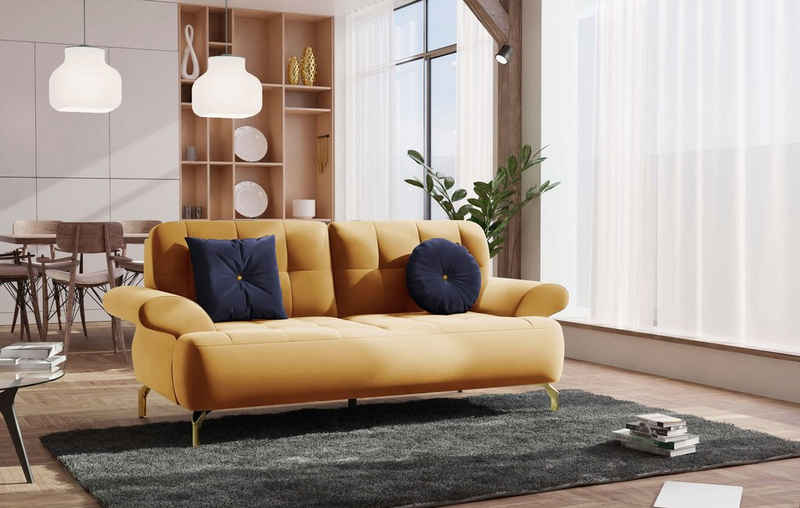 sit&more 2-Sitzer Orient 1 V, inkl. 2 Zierkissen mit Strass-Stein, goldfarbene Metallfüße