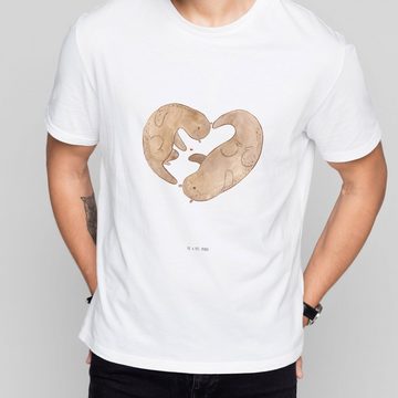 Mr. & Mrs. Panda T-Shirt Otter Herz - Weiß - Geschenk, Tshirt, Love you, Seeotter, Jubiläum, S (1-tlg)