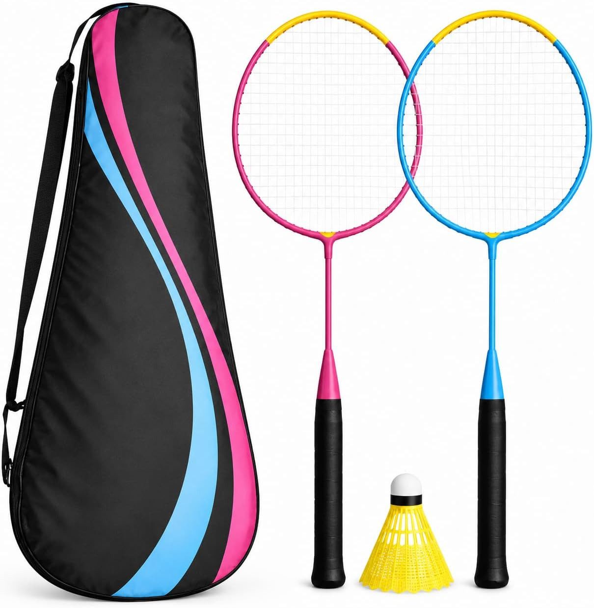 Athlejoy Badmintonschläger Badminton Set 2 Schläger - mit Badmintonball & Schlägertasche