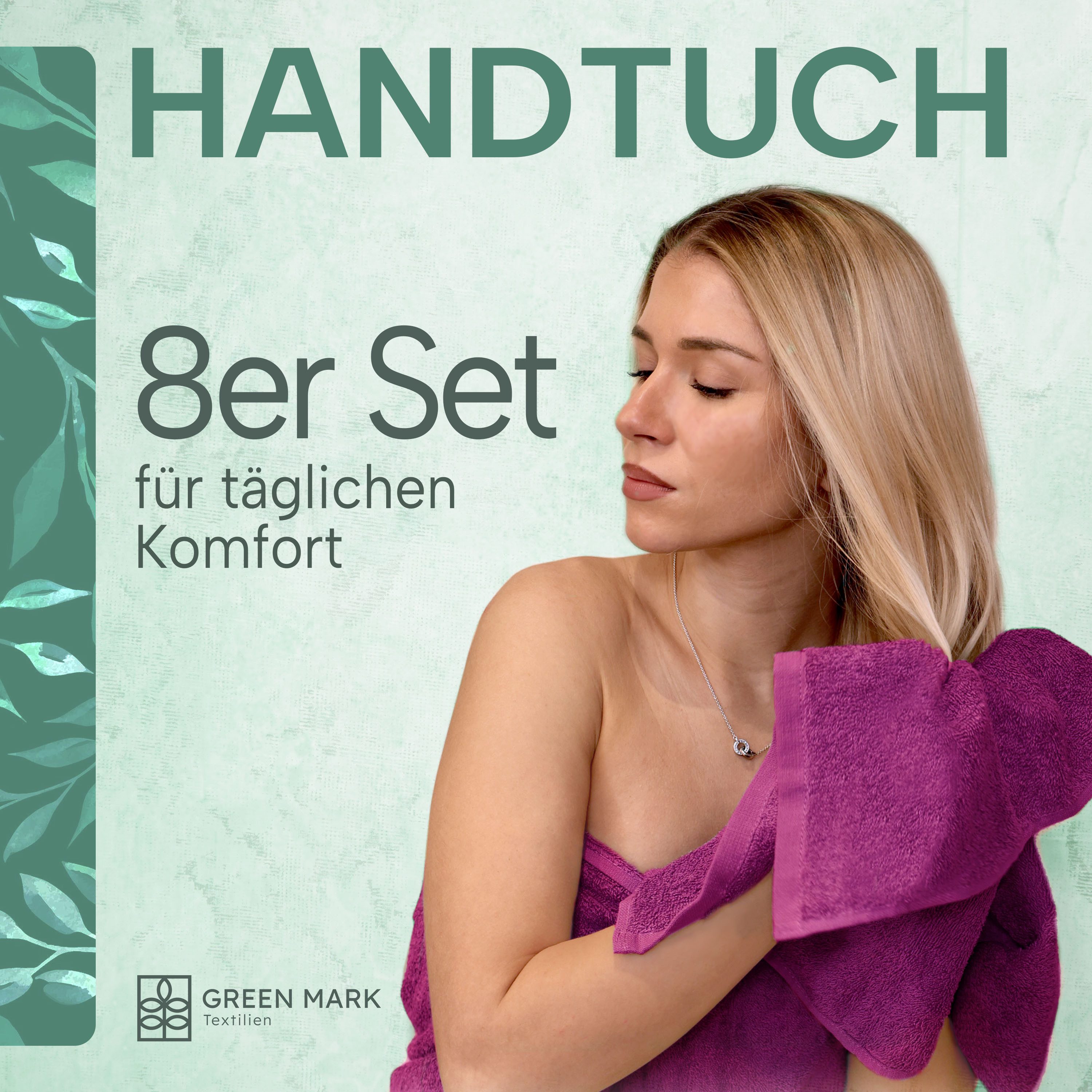 NatureMark Handtücher 8er-Sparpack Handtücher 50x100cm, Baumwolle (8-St), 8X Handtücher, 100% Baumwolle, Pink, 50 x 100cm – Bild 2 von 5