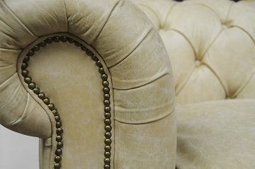 Casa Padrino Chesterfield-Sofa Chesterfield Luxus Echt Leder Sofa 2.5 Seater Vintage Leder von Galata Sawia