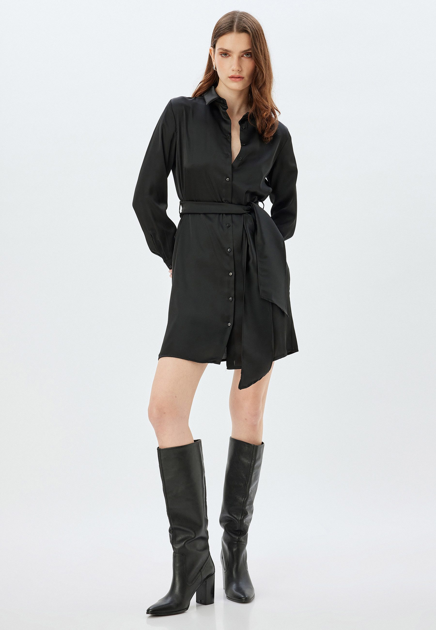 Minikleid Länge Oberhalb Des Knies Button-Down
