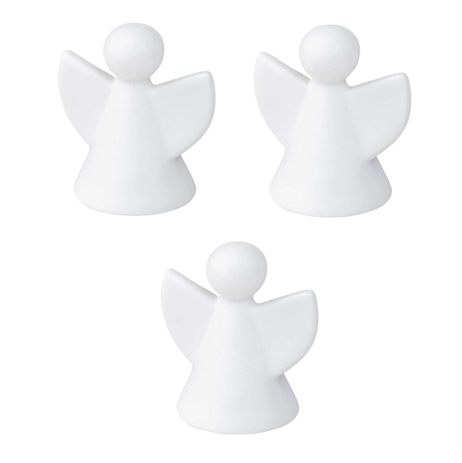 Levandeo® Weihnachtsfigur 3er Set LED Deko Licht Engel Weiß Porzellan Weihnachtsdeko Engelfigur – Bild 2 von 5