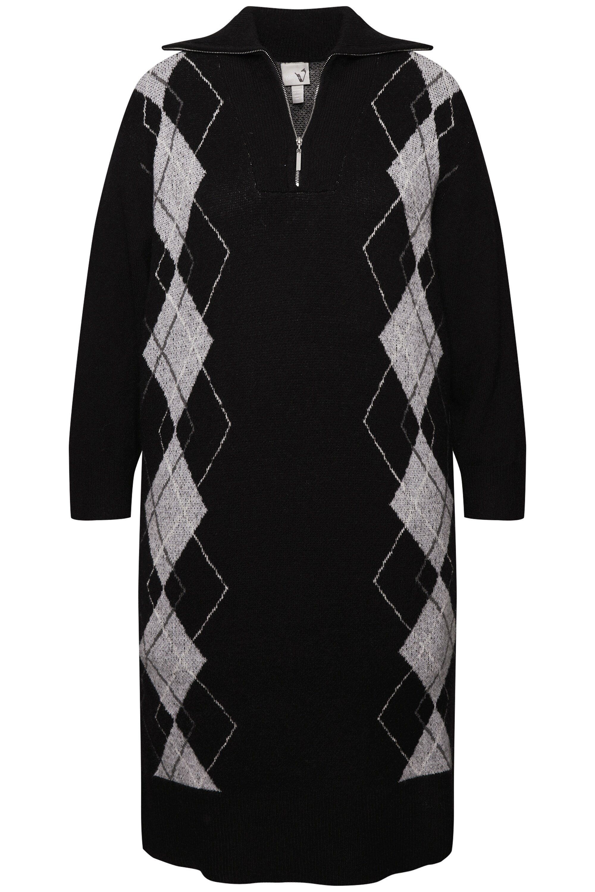 Ulla Popken Strickkleid Strickkleid Argyle-Muster Troyerkragen günstig online kaufen