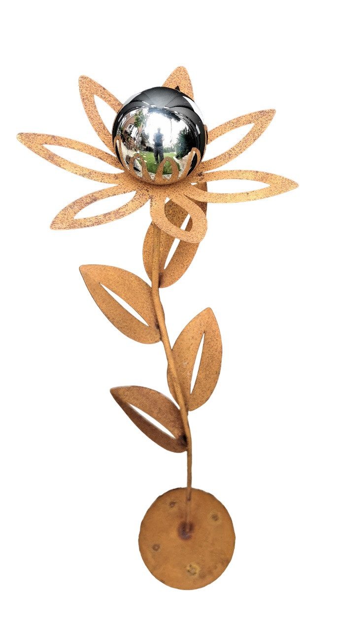 Jürgen Bocker - Gartenambiente Gartenstecker Blume Paris Corten 77 cm mit Kugel und Standfuß