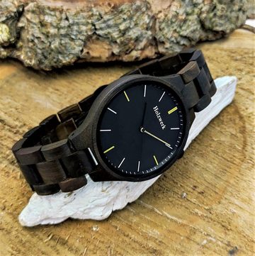 Holzwerk Quarzuhr ERKNER Damen und Herren Holz Armband Uhr in schwarz & gelb