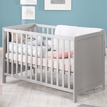 roba® Beistellbett taupe oder weiß, Gitterbett inkl. Matratze und Lattenrost, 6 fach höhenverstellbar