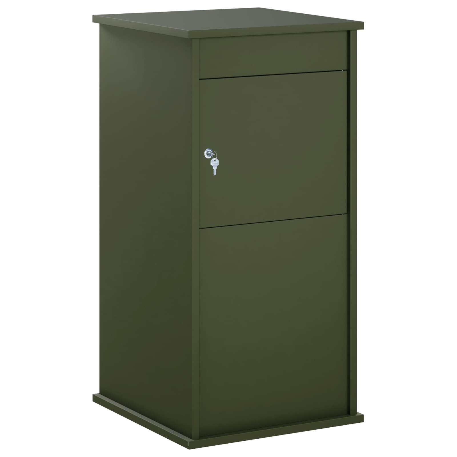 vidaXL Briefkasten 50 x 52 x 100 cm Briefkasten Olivgrün 50x52x100 cm Stahl Abschließbar