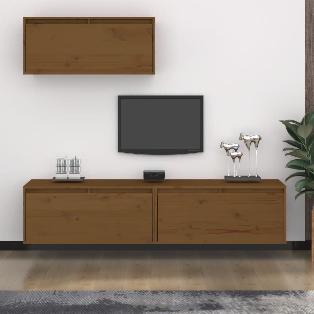 möbelando TV-Board Wittlich-I (B/H/T: 80x35x30 cm), aus Kiefernholz in Honigbraun
