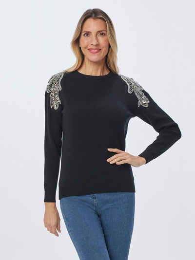 Sarah Kern Strickpullover Sweater koerpernah mit Verzierung an den Schultern