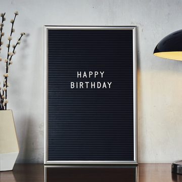 relaxdays Memoboard 10 x Letterboard 30 x 45 cm silber