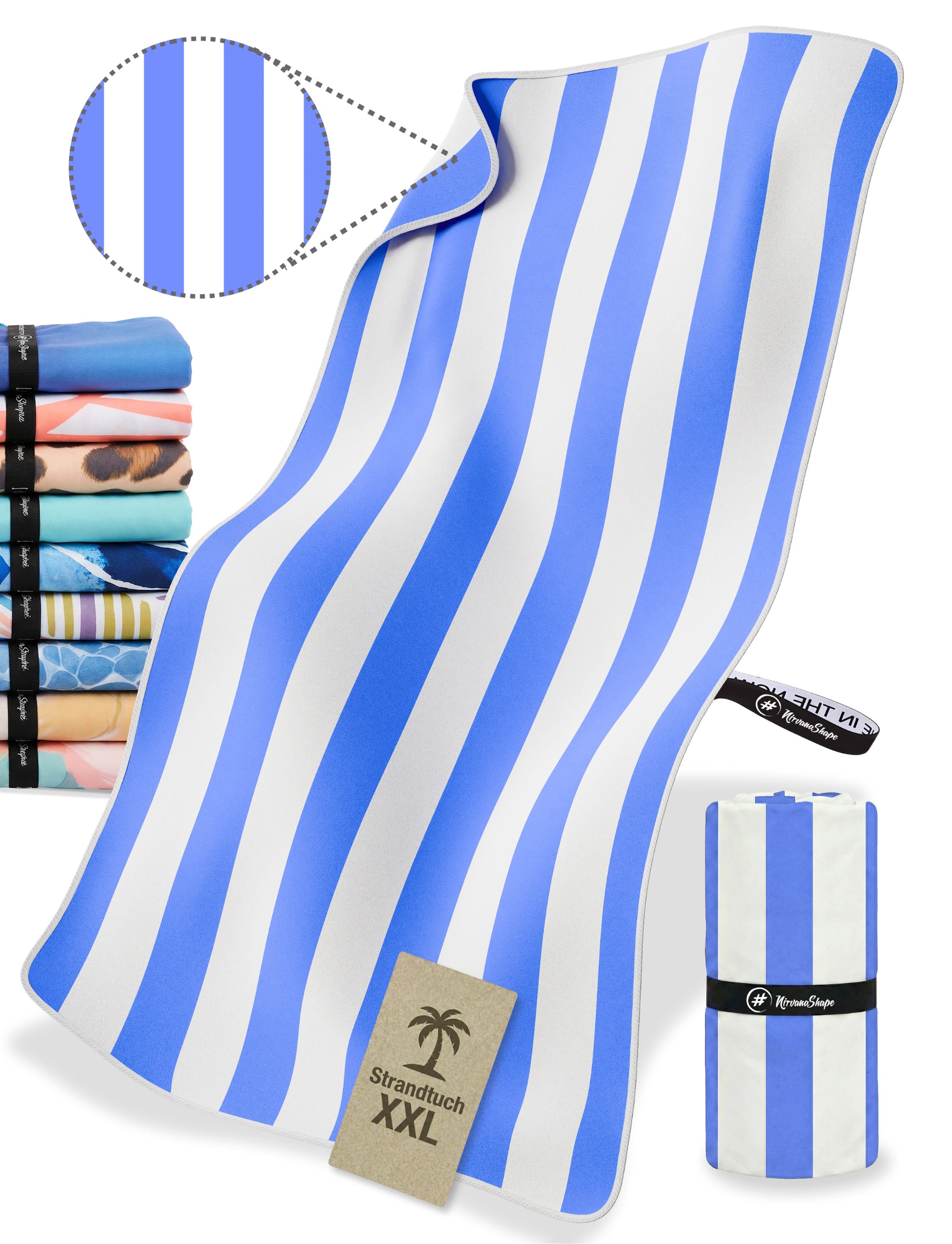 NirvanaShape Strandtuch Reise Handtuch Strandtuch XXL - Strandhandtuch, Mikrofaser Badetuch