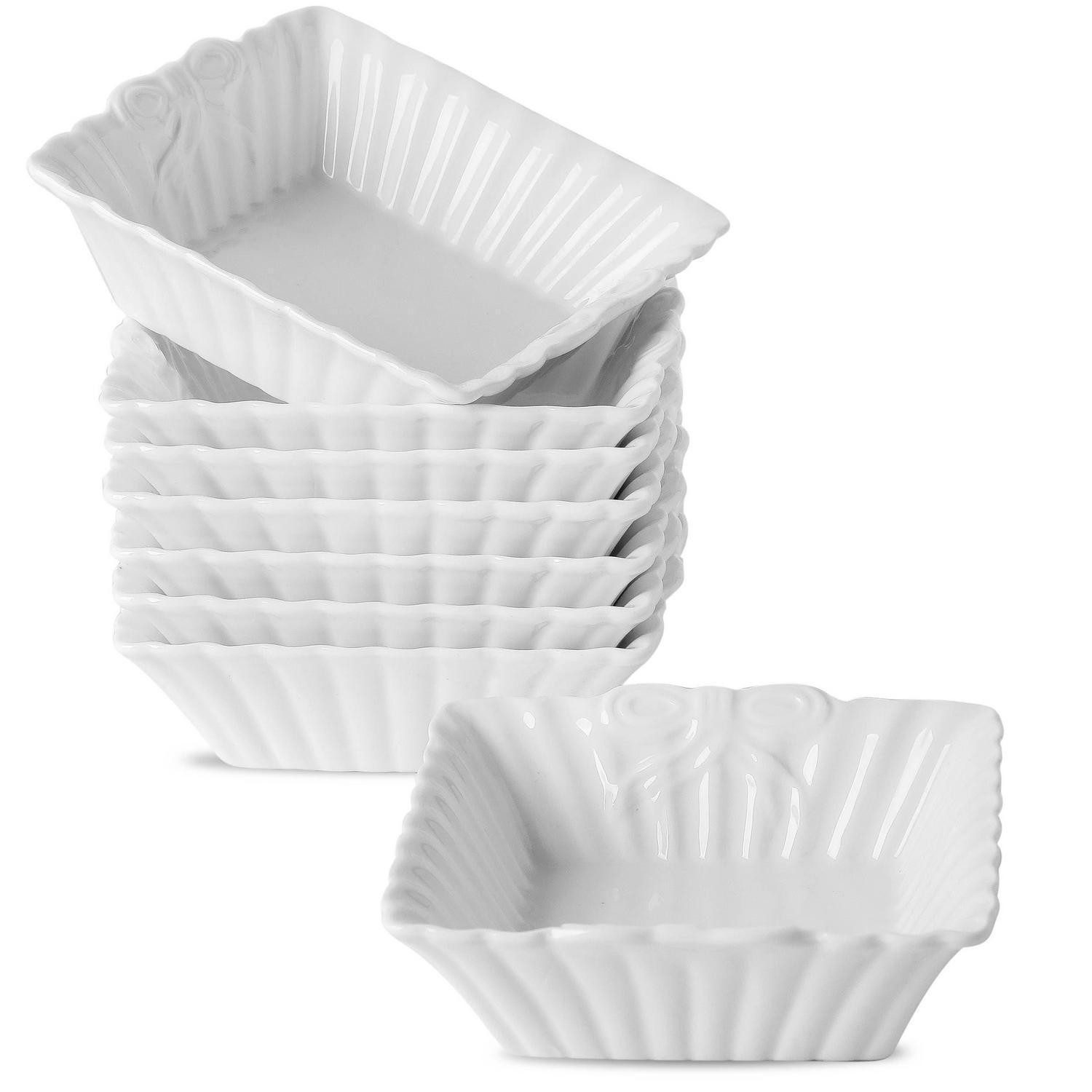LuxusKollektion Auflaufform Auflaufformen Keramik Quadrat 8er Set 430ml, Keramik, (8-St)