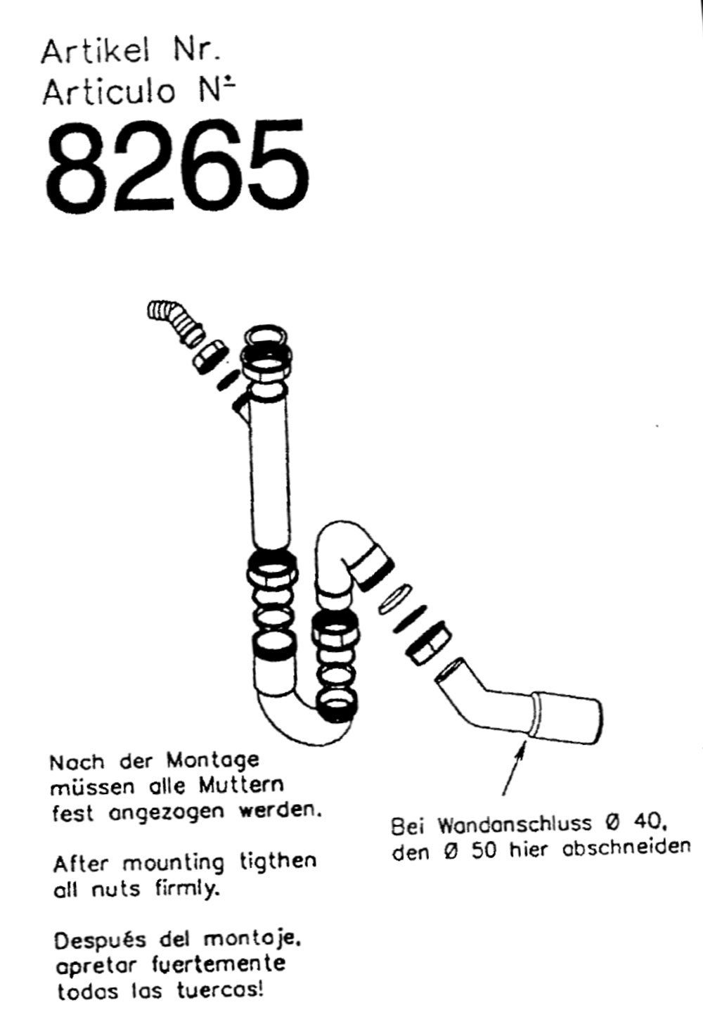 Teka Siphon Geruchsverschluss mit einem Geräteanschluss und 40 / 50 mm Durchmesser