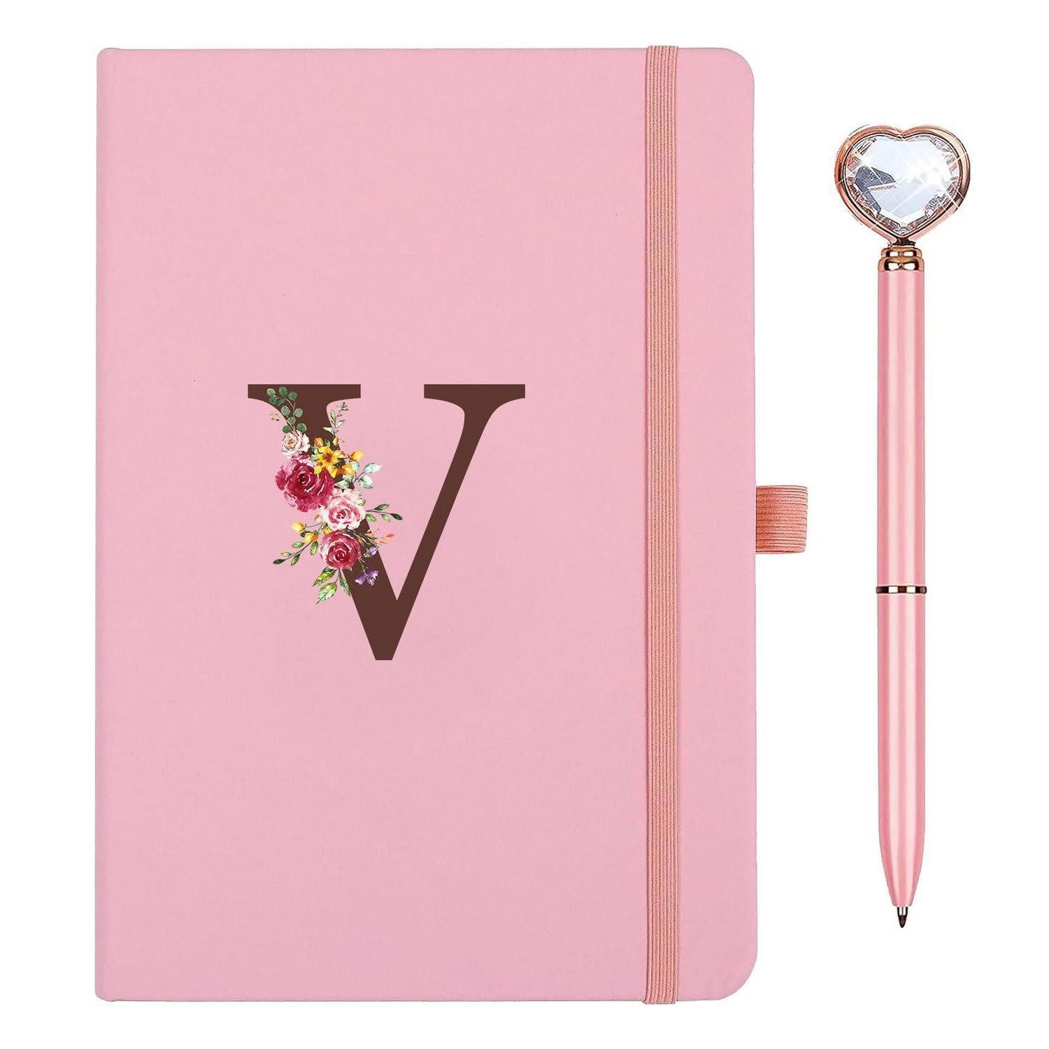 LuxusKollektion Tagebuch Notizbuch A5 Kunstleder mit Stifthalter personalisierbar
